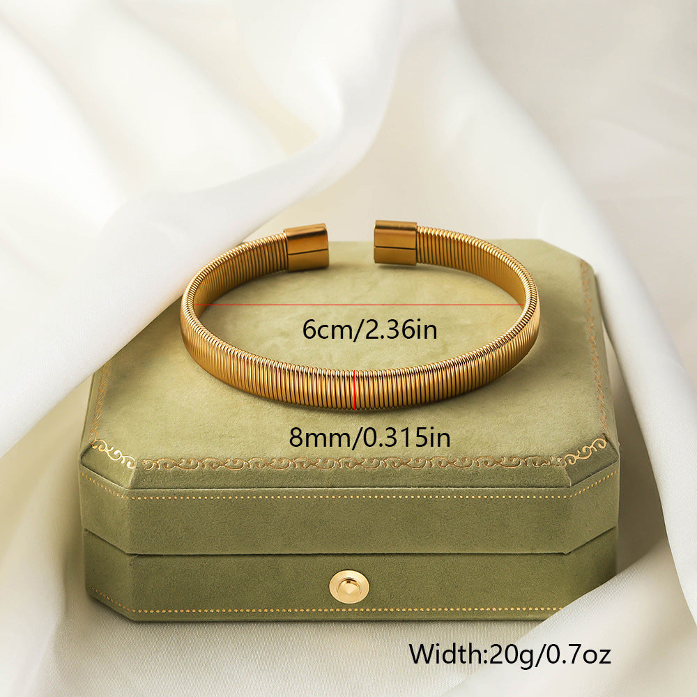 Wholesale Titanium Steel Elastic Irregular Open Bracelet